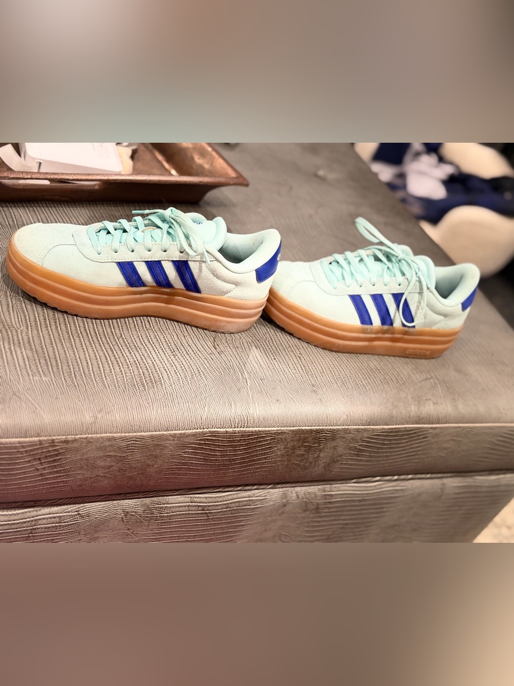 adidas Women's VL Court 3.0 Bold Platform Sneakers Aqua/Blue/Gum